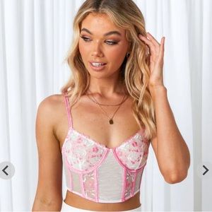 Beginning Boutique Sundown Yellow Mesh Corset Top